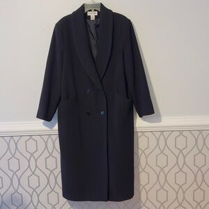 Preston & Yorke SZ 16 Woman's Black 4 Button Long Classic Winter Wool Coat
